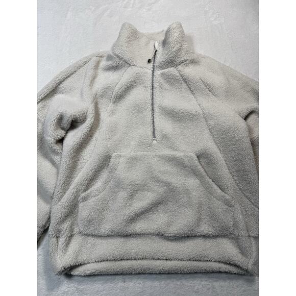 Lululemon Scuba Oversized Sherpa Fleece Half Zip Hoodie White M/L Cozy Winter Pu - Picture 1 of 9